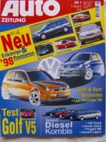 Auto Zeitung 1/1998 Audi AI 2, VW Passat Variant TDi vs. Xantia