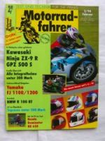 Motorradfahrer 2/1994 Kawasaki Ninja ZX-9R,Kawasaki GPZ 500 S