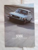BMW 530i E12 USA Prospekt Brochure 1/1977 Rarität