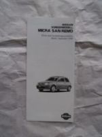 Nissan Micra San Remo September 1998 Preisliste Rarität