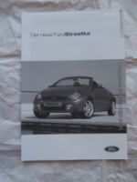 Ford Streetka Preisliste 12.9.2002 NEU Rarität