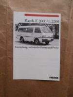 Mazda E2000/E2200 Preisliste Januar 1986