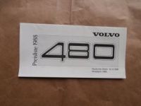 Volvo 480 Preisliste 22.August 1988