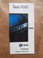 Saab 9000 Preisliste 1.März 1992