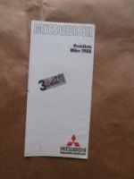 Mitsubishi Preisliste März 1988