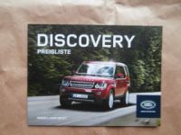 Land Rover Discovery Preisliste 2015/1 Rarität NEU