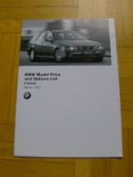 BMW Model Price and Options list 5 series E39 1997 Australia