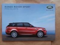 Land Rover Range Rover Sport Preisliste 2016/3 NEU