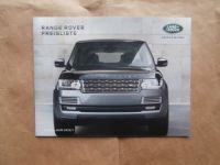 Land Rover Range Rover Preisliste Modelljahr 2016/1 NEU