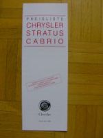 Chrysler Stratus Cabrio 4/1998 Preisliste NEU