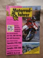 Motorradfahrer 4/1992 Honda CB750,CBR 900R,NX 650 Dominator