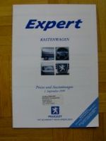 Peugeot Expert Kastenwagen Preisliste 1.9.1999
