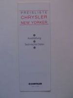 Chrysler New Yorker Preisliste 7/1995