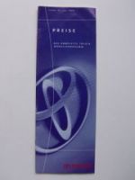 Toyota Preisliste Modellprogramm 1.7.1999