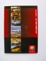 Alfa Romeo Price List 1.10.2000 UK 145, 146, 156, 166, GTV,Spide