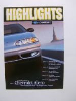 Chevrolet Highlights Prospekt Alero, TransSport, Blazer,Camaro Z