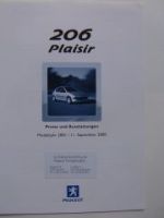 Peugeot 206 Plaisir Preisliste 9/2000 NEU