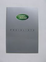 Land Rover Preisliste Alle September 1999