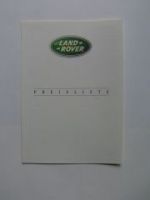 Land Rover Preisliste 8/1998 Range Rover, Defender, Discovery